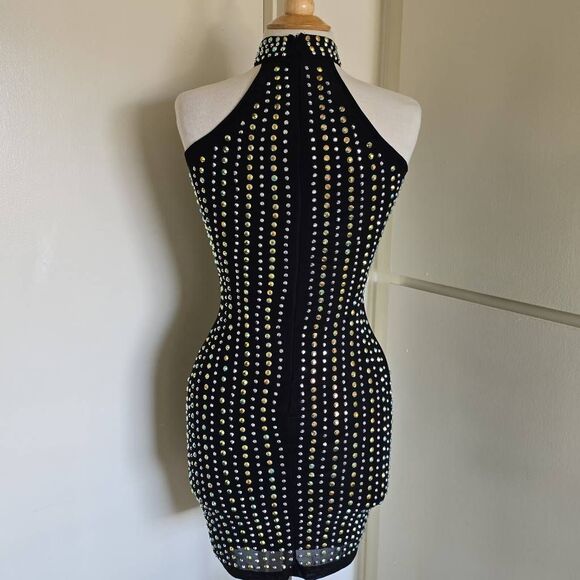 Fashion Nova "She's a Gem" Black Halter Neck Mini Dress, NWOT, M - Picture 8 of 9